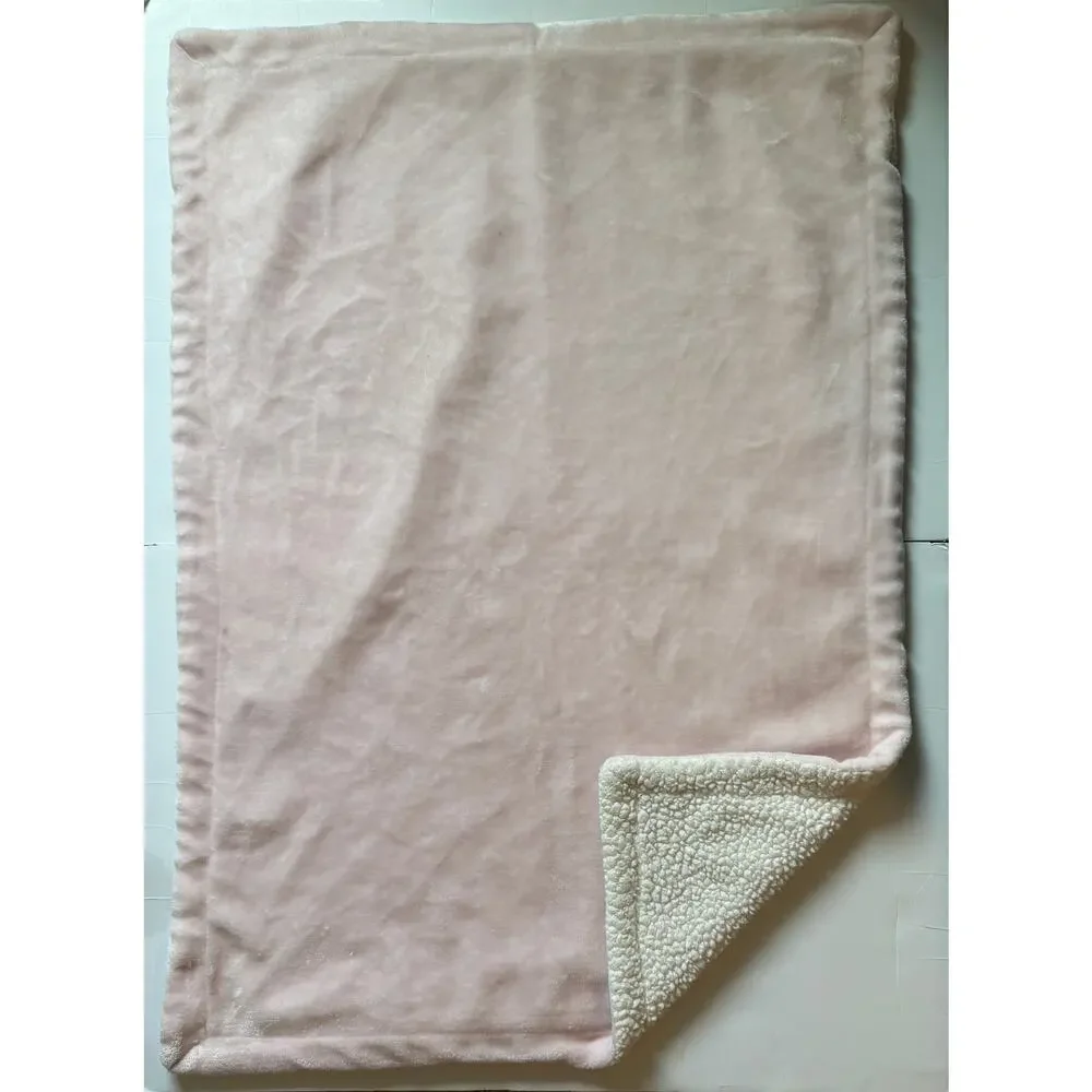 Mon Lapin Pink Blush White Sherpa Plush Baby Blanket Lovey Kids Security Soft